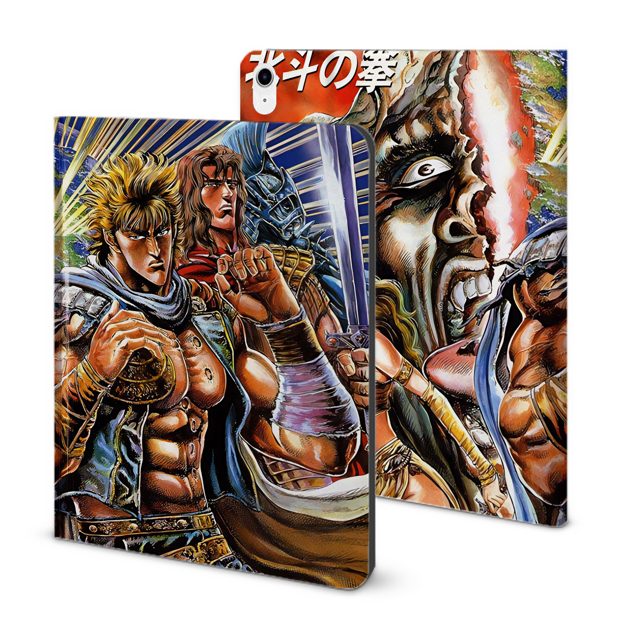 （画像用） 北斗の拳 Fist of the North Star IPad ケース ブック型 PUレザー TPU 耐衝撃 軽量 薄型 ペン収納なし 全面保護 IPad 各モデル対応